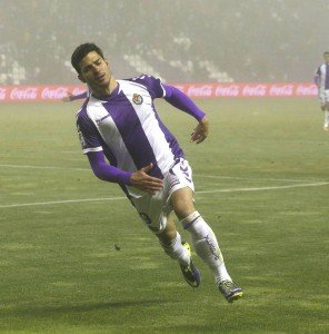 Javi Guerra, ante el Celta || Foto: El Norte de Castilla