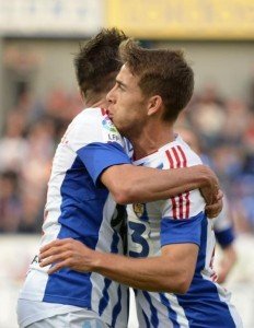 Álvaro Antón celebra el gol