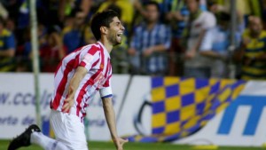 Manu celebra el gol del ascenso ante el Cádiz || Foto: La Voz de Galicia