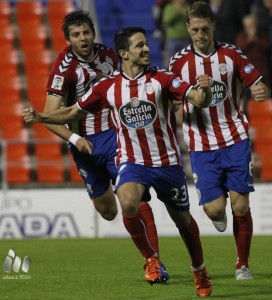 Pereira celebra su gol ante el Elche