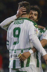 Víctor Pérez y Xisco celebran un gol || Foto: LFP