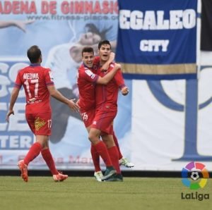 Numancia y Mirandés, salvados 2 Alegría, Concha y Medina celebran el 0-1