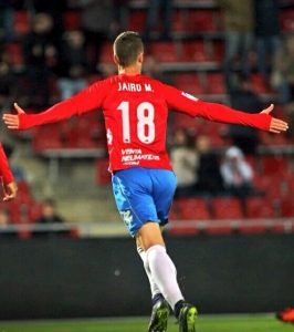 Jairo Morilla celebra un gol con el Girona || Foto: Marca
