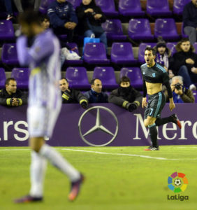 Juanmi celebra uno de sus goles