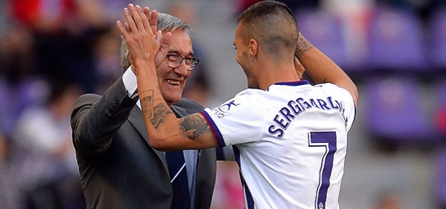 Guardiola celebra su gol con Paco Santamaría || Foto:Laliga