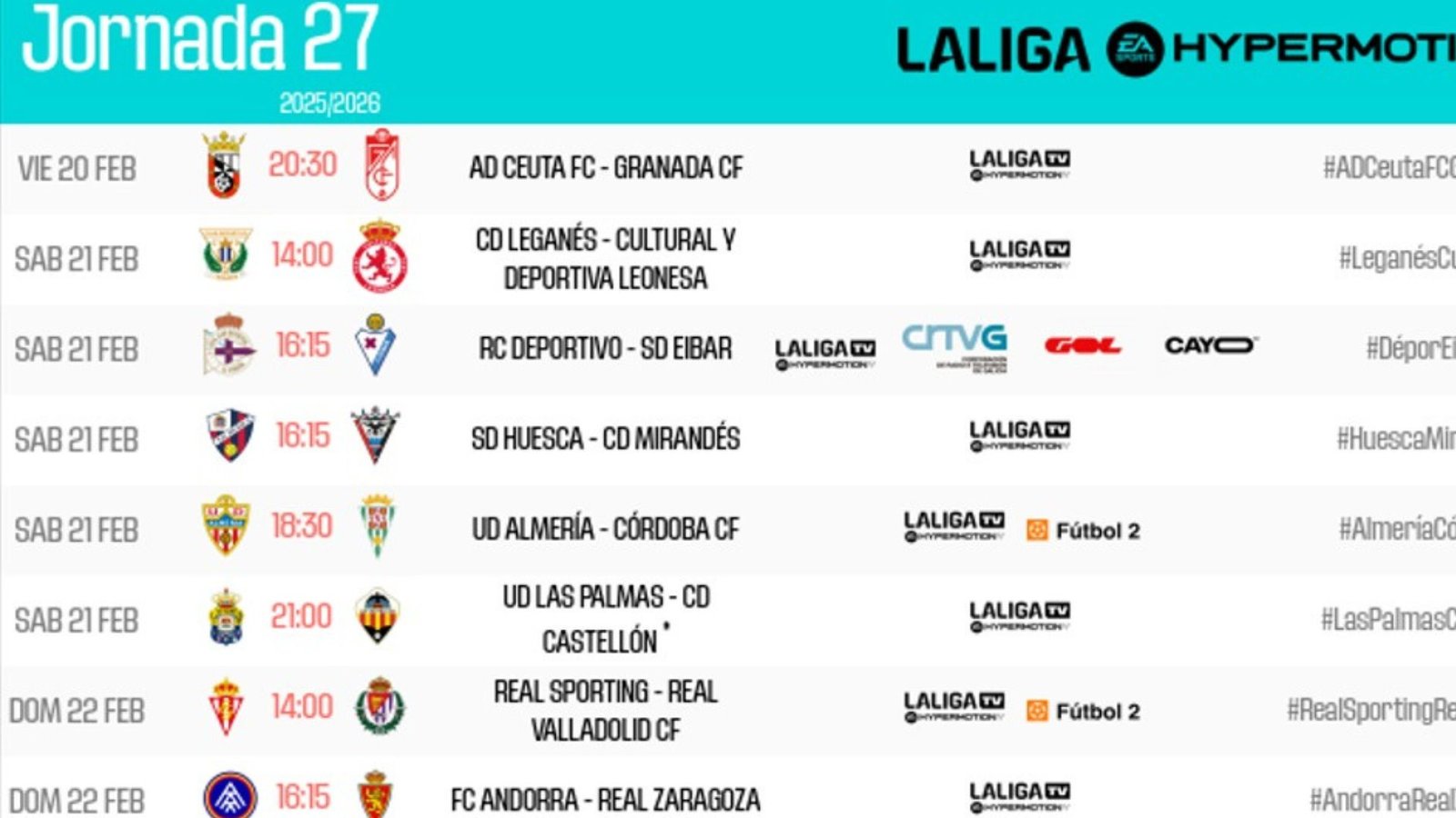 horario, Sporting, Real Valladolid